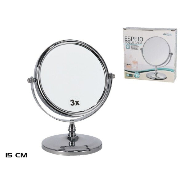 ESPEJO DOBLE CARA 15CM C/ AUMENTO 3X