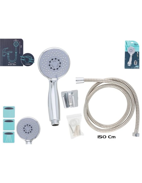 SET DUCHA 3 PCS ACERO INOXIDABLE ISLA 3 FUNCIONES