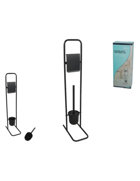 PORTAROLLOS ESCOBILLERO 27X14,5X79,5CM NEGRO