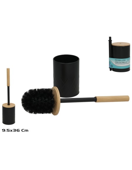 ESCOBILLERO C/ESCOBILLA ROND 36X9.5CM NEGRO