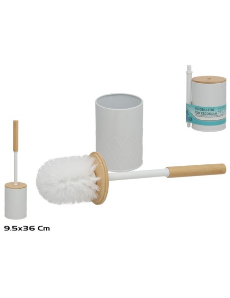 ESCOBILLERO C/ESCOBILLA ROND 36X9.5CM BLANCO