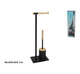 PORTAROLLO Y ESCOBILLA AMPU 22X16X62CM NEGRO