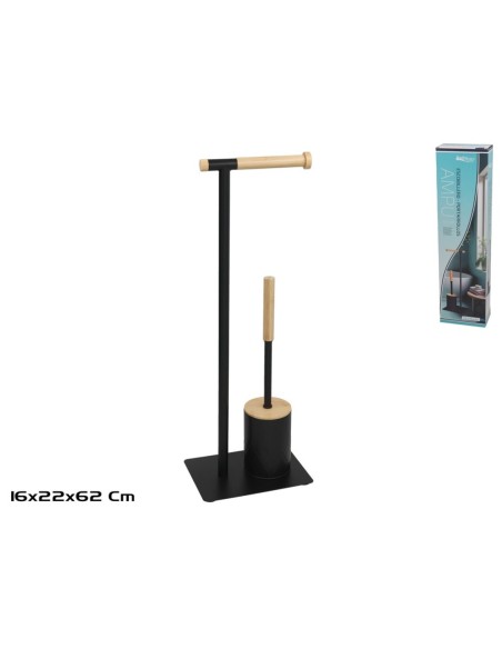 PORTAROLLO Y ESCOBILLA AMPU 22X16X62CM NEGRO