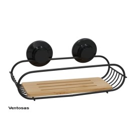 ESTANTE C/2 VENTOSAS BAÑO JAVEA 28X11X7CM NEGRO