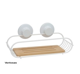 ESTANTE C/2 VENTOSAS BAÑO JAVEA 28X11X7CM BLANCO