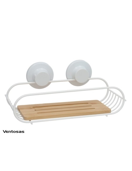 ESTANTE C/2 VENTOSAS BAÑO JAVEA 28X11X7CM BLANCO