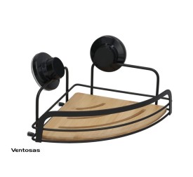 RINCONERA C/2 VENTOSAS BAÑO JAVEA 20X20X6CM NEGRO