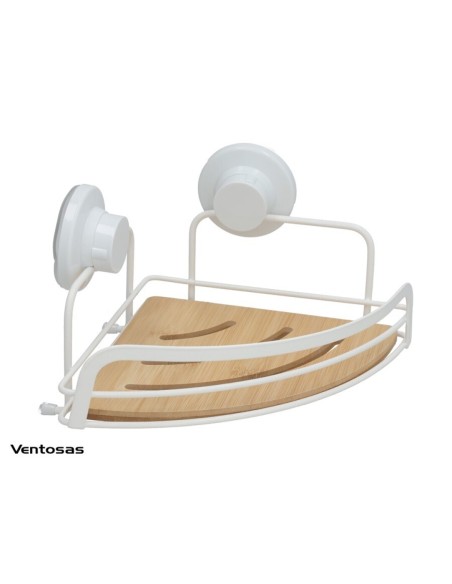 RINCONERA C/2 VENTOSAS BAÑO JAVEA 20X20X6CM BLANCO