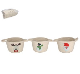 CESTO C/ASAS XMAS CREMA 22X30X15CM 3STD