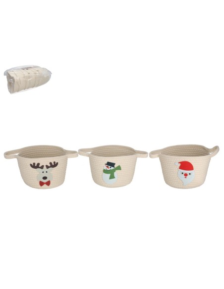 CESTO C/ASAS XMAS CREMA 22X30X15CM 3STD