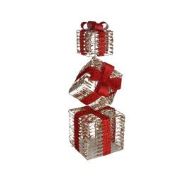 CAJAS REGALO X3 C/90 LUCES 25X75CM ORO