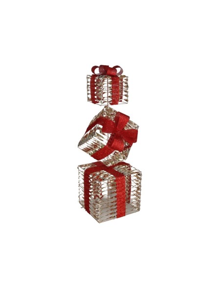 SET 3 CAJAS REGALO C/90 LUCES 25X75CM ORO