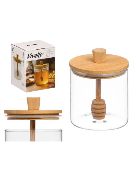 MIELERA BOROSILICATO MANGO TAPA BAMBU 500ML