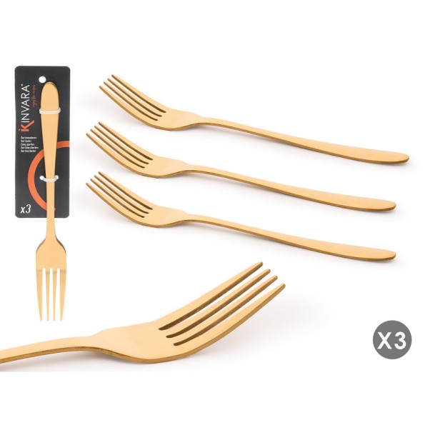 SET 3 TENEDORES DORADOS