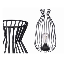 LAMPARA FORJA CON BOMBILLA FORMA ABOMBADO 19 x 19 x 38 cm