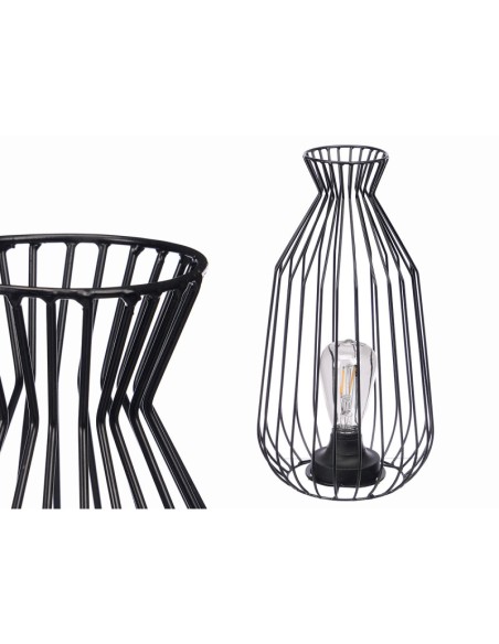 LAMPARA FORJA CON BOMBILLA FORMA ABOMBADO 19 x 19 x 38 cm