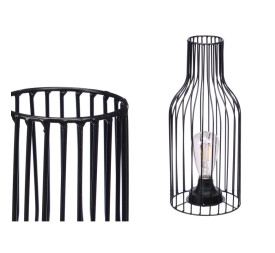 LAMPARA FORJA CON BOMBILLA FORMA BOTELLA 16 x 16 x 38 cm