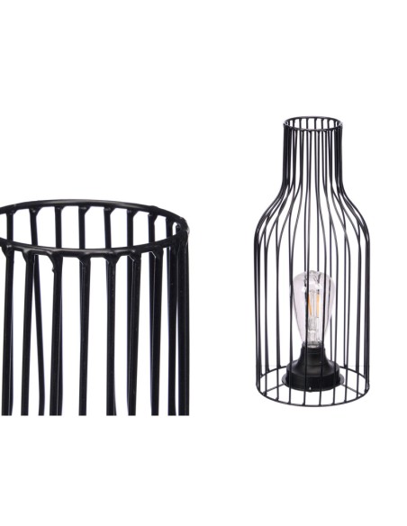 LAMPARA FORJA CON BOMBILLA FORMA BOTELLA 16 x 16 x 38 cm