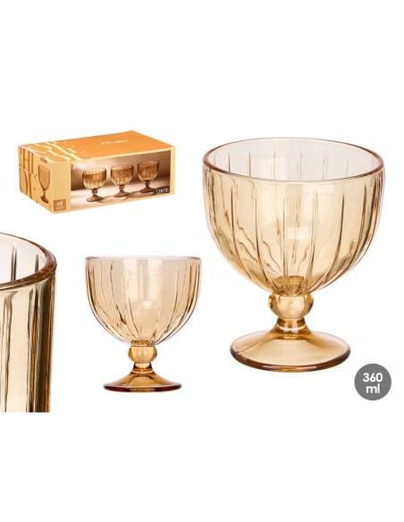 COPA HELADO RAYAS 360ML AMBAR