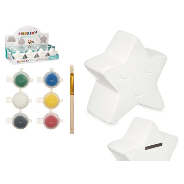 HUCHA PINTAR ESTRELLA 6 COLORES PINCEL