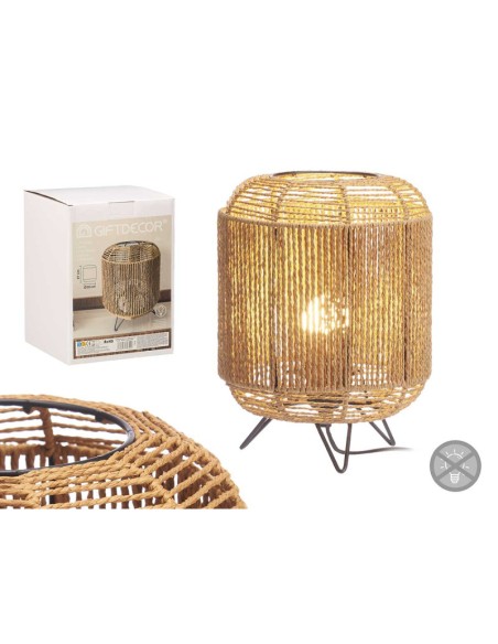 LAMPARA SOBREMESA CILINDRO TRIPODE CUERDA