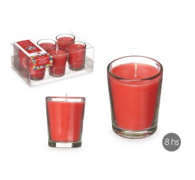 SET 6 VELAS VASO VIDRIO FRUTOS ROJOS