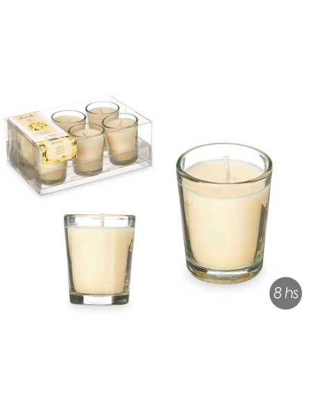 SET 6 VELAS VASO VIDRIO VAINILLA