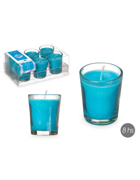 SET 6 VELAS VASO VIDRIO OCEANO