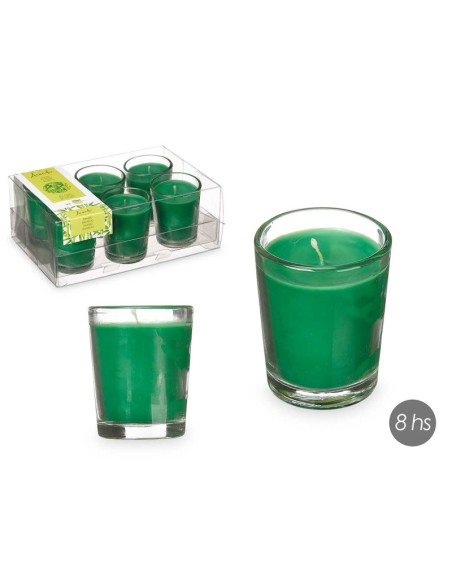 SET 6 VELAS VASO VIDRIO BAMBU