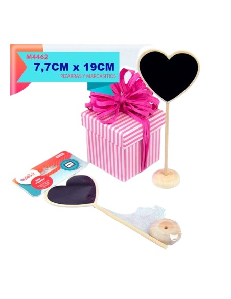 MINI PIZARRA TROQUELADA CORAZON CON PALO Y PEAN