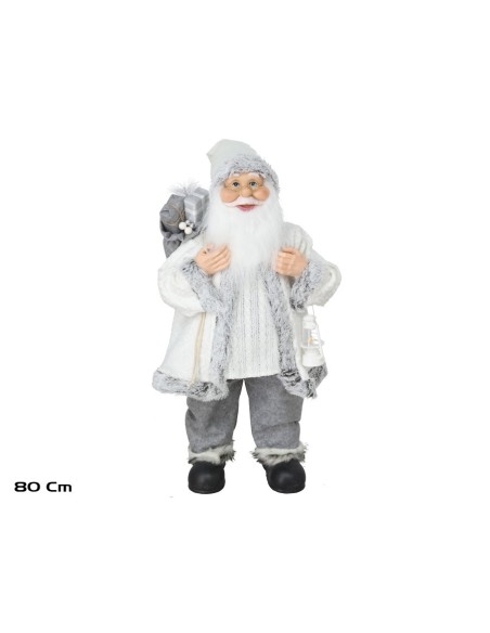 SANTA CLAUS DE PIE 80CM BLANCO/GRIS