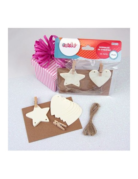 GUIRNALDA DE ETIQUETAS DE PAPEL 14PCS