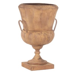 CÁLIZ METÁLICO CON BASE CUADRADA ÓXIDO 33X38 H57