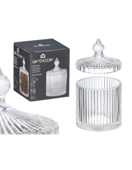 BOMBONERA CRISTAL RAYAS 8,5X14CM