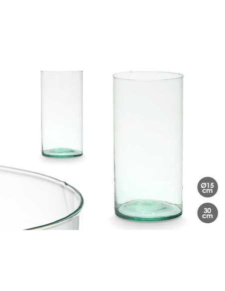 JARRON VIDRIO RECICLADO CILINDRO 15X30CM