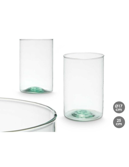 JARRON VIDRIO RECICLADO CILINDRO 17X25CM