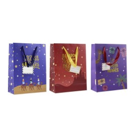 BOLSA PAPEL REYES MAGOS S FOIL CON TARJETA COLGANT 24x32x10 cm