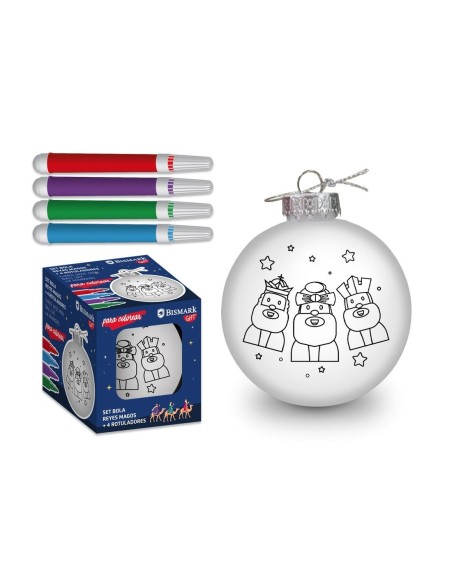 BOLA REYES MAGOS PARA COLOREAR CON 4 MINI ROTULADORES