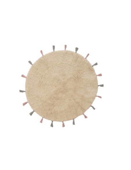 ALFOMBRA ALGODÓN BEIGE 90 X 90 CM