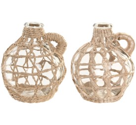 JARRON CRISTAL FIBRA 13X13X17 BOTELLA 2 SURT.