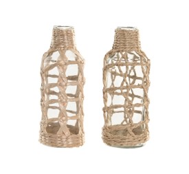 JARRON CRISTAL FIBRA 7X7X19 NATURAL 2 SURT.