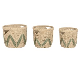 CESTA SET 3 FIBRA 38X38X33 ESPIGA NATURAL VERDE