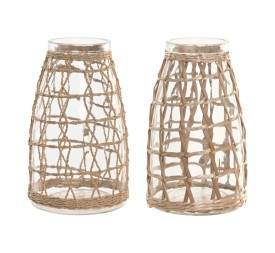 JARRON CRISTAL MIMBRE 16X16X27 NATURAL 2 SURT.