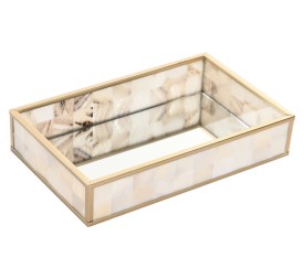 BANDEJA DECORACION CRISTAL METAL 21X13X4 NACAR