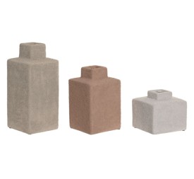 JARRON SET 3 GRES 10X10X22,5 RUGOSO MULTICOLOR