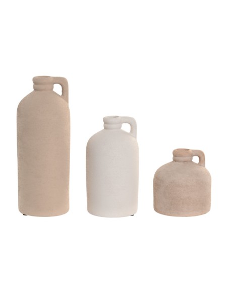 JARRON SET 3 GRES 9X9X24 ASA RUGOSO MULTICOLOR