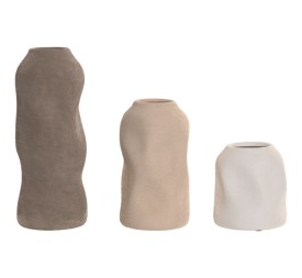 JARRON SET 3 GRES 9X9X24 ORGANICO RUGOSO
