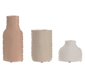 JARRON SET 3 GRES 10X7X24 RUGOSO MULTICOLOR