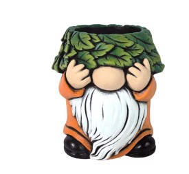 MACETERO ENANO CABEZA HOJAS XL 19,6x20,3x22,6 cm.