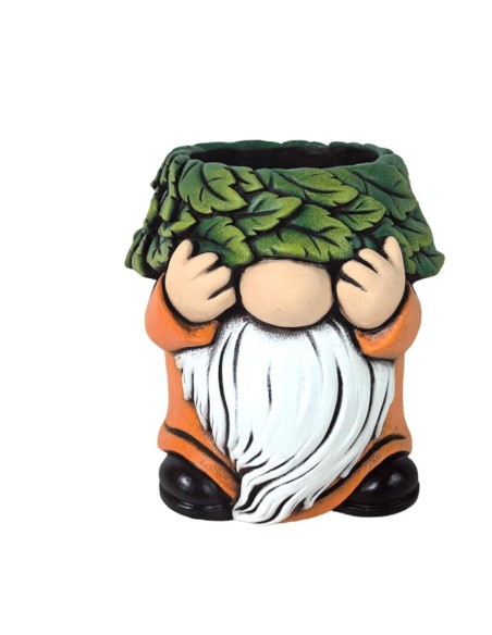 MACETERO ENANO CABEZA HOJAS XL 19,6x20,3x22,6 cm.